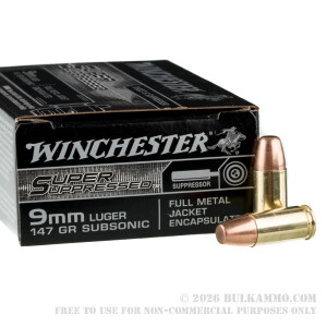 500 Rounds of 9mm Ammo by Winchester Super Suppressed - 147gr FMJ Enclosed review