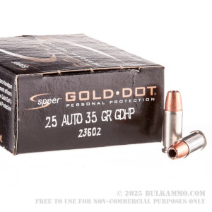 20 Rounds of .25 ACP Ammo by Speer - 35 gr JHP review