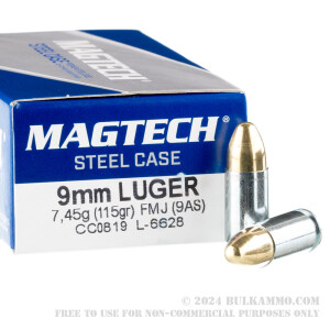 1000 Rounds of 9mm Ammo by Magtech Steel - 115gr FMJ **STEEL CASES** review