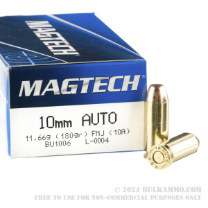 1000 Rounds of 10mm Ammo by Magtech - 180gr FMJ review
