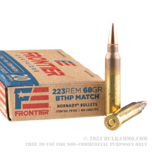 500 Rounds of .223 Ammo by Hornady Frontier - 68gr BTHP Match review