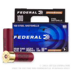 100 Rounds of 12ga Ammo by Federal Speed-Shok - 1 1/4 ounce BB steel shot review