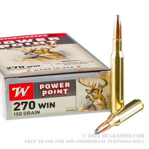 20 Rounds of Bulk .270 Win Ammo by Winchester 150gr Power Point