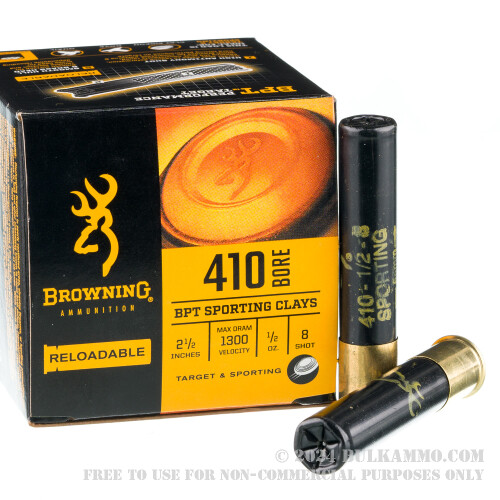 25 Rounds of Bulk .410 Ammo by Browning - 1/2 ounce #8 shot