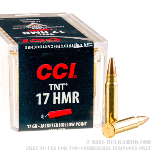 50 Rounds of Bulk .17HMR Ammo by CCI - 17gr HP