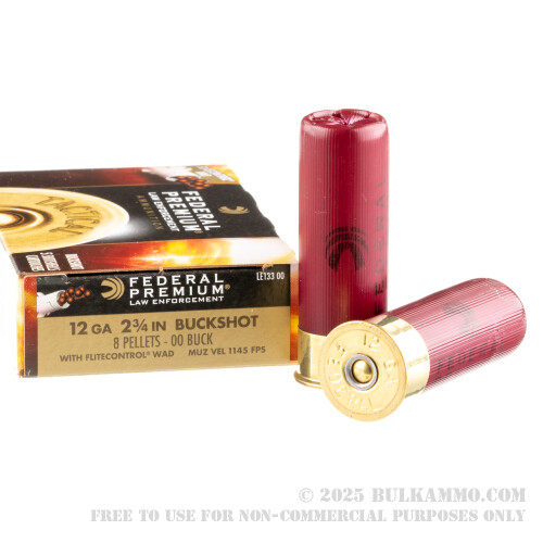 Federal Flite Control Pattern 250 Rounds of Bulk 12ga Ammo by Federal Flite Control - 00 Buck 8 Pellets