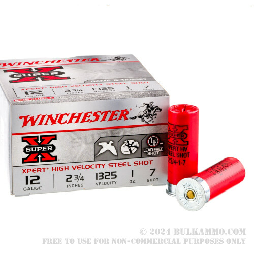 Winchester Super-X 12 Ga Ammo 2.75 # 7 1 oz Steel Game &Target WE12GT7