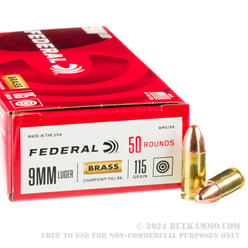 Federal Champion Brass 9mm 115gr. FMJ 1000rds - G4C Gun Store Canada