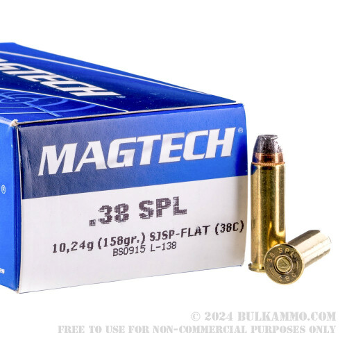 50 Rounds of Bulk .38 Spl Ammo by Magtech - 158gr SJSP