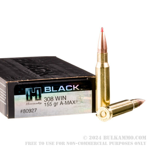 200 Rounds of Bulk .308 Win Ammo by Hornady - 155gr A-MAX