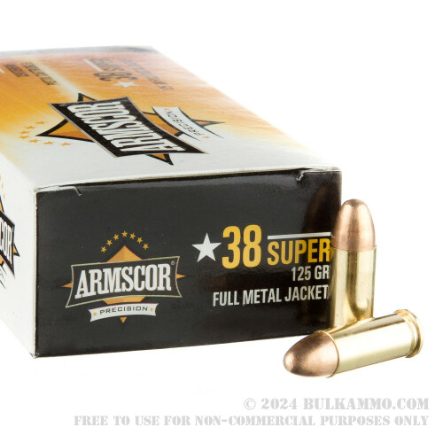 1000 Rounds of Bulk .38 Super Ammo by Armscor - 125gr FMJ