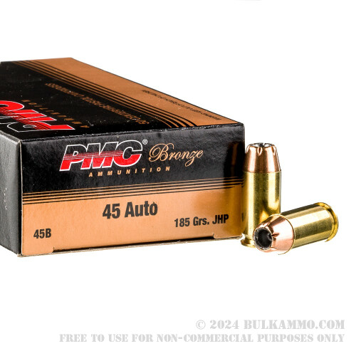 50 Rounds of Bulk .45 ACP Ammo by PMC - 185gr JHP