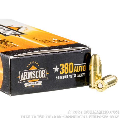 50 Rounds Of Bulk .380 ACP Ammo By Armscor - 95gr FMJ