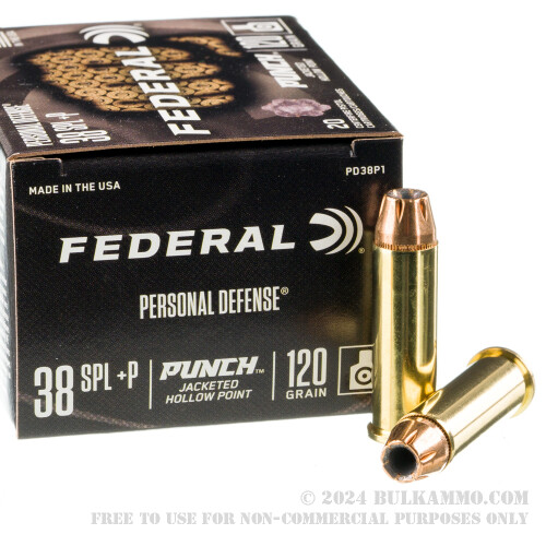 200 Rounds of Bulk .38 Spl +P Ammo by Federal - 120gr JHP