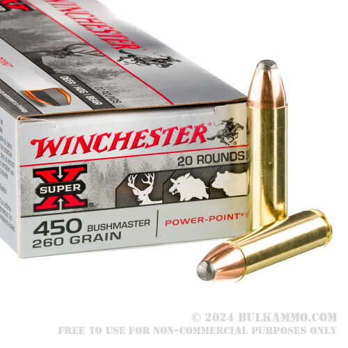 20 Rounds of Bulk .450 Bushmaster Ammo by Winchester - 260gr SP