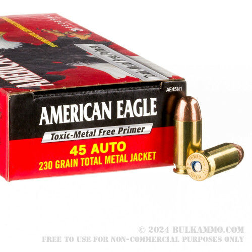 50 Rounds Of Bulk .45 ACP Ammo By Federal - 230gr TMJ