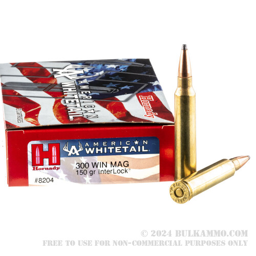 20 Rounds of Bulk .300 Win Mag Ammo by Hornady - 150gr SP