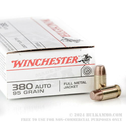 50 Rounds Of Bulk .380 ACP Ammo By Winchester - 95gr FMJ