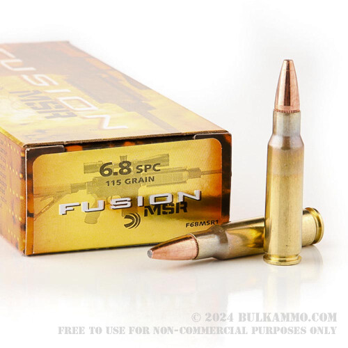 20 Rounds of Bulk 6.8 SPC Ammo by Remington - 115gr Fusion