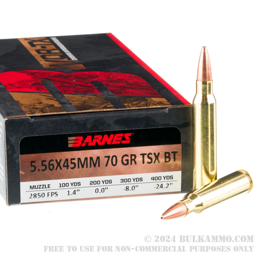 200 Rounds of Bulk 5.56x45 Ammo by Barnes - 70gr TSX BT