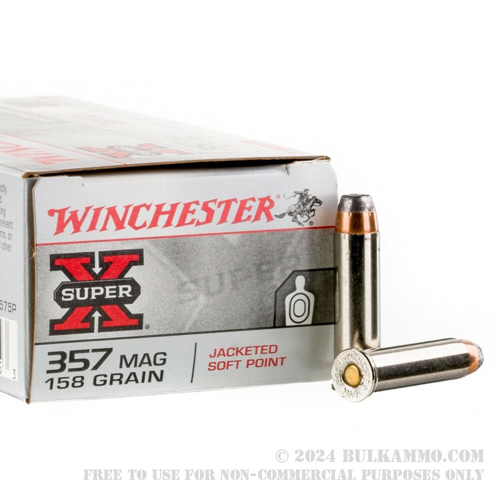 50 Rounds of Bulk .357 Mag Ammo by Winchester Super-x - 158gr JSP
