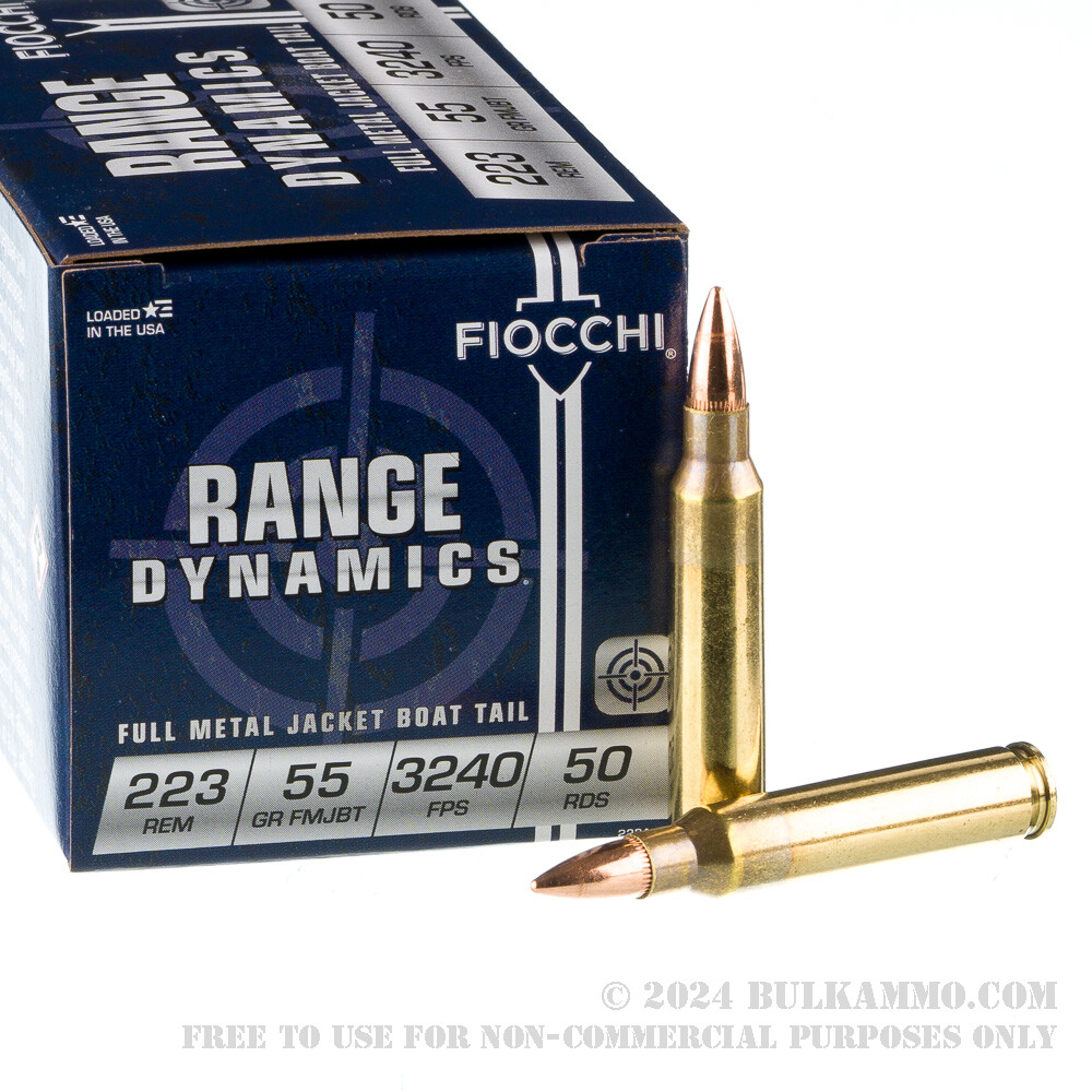 50 Rounds of Bulk .223 Ammo by Fiocchi - 55gr FMJ