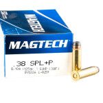 50 Rounds of .38 Spl +P Ammo by Magtech - 125gr SJHP