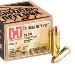 250 Rounds of .38 Spl Ammo by Hornady Critical Defense - 110gr JHP