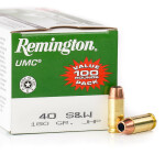 100 Rounds of .40 S&W Ammo by Remington - 180gr JHP