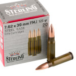 20 Rounds of 7.62x39 Ammo by Sterling - 123gr FMJ