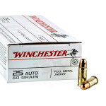 500 Rounds of .25 ACP Ammo by Winchester USA - 50gr FMJ