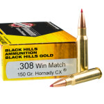 100 Rounds of .308 Win Ammo by Black Hills Gold - 150gr CX