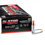 50 Rounds of 9mm Ammo by CCI Blazer Cleanfire - 147gr TMJ