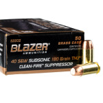 500 Rounds of .40 S&W Ammo by Blazer Brass Clean-Fire Suppressor - 180gr TMJ