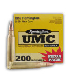 200 Round Mega Pack of .223 Ammo by Remington - 55gr MC
