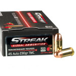 1000 Rounds of .45 ACP Ammo by Ammo Inc. Streak - 230gr TMJ Non-Incendiary Visual Tracer