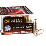 20 Rounds of 9mm Ammo by Federal Hydra-Shok Deep - 135gr JHP