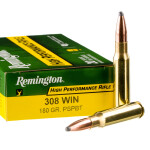 20 Rounds of .308 Win Ammo by Remington High Performance Rifle - 180gr PSP BT