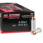 1000 Rounds of .38 Spl +P Ammo by CCI Blazer Cleanfire - 158gr TMJ