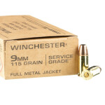 500 Rounds of 9mm Ammo by Winchester Service Grade - 115gr FMJ