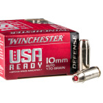200 Rounds of 10mm Ammo by Winchester USA Ready Defense - 170gr JHP