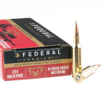 20 Rounds of .224 Valkyrie Ammo by Federal Premium - 90gr Sierra MatchKing HPBT