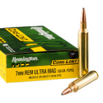 20 Rounds of 7mm Rem Ultra Mag Ammo by Remington Core-Lokt - 150gr PSP