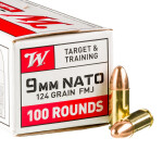 100 Rounds of 9mm NATO Ammo by Winchester - 124gr FMJ