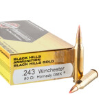 20 Rounds of .243 Win Ammo by Black Hills Gold - 80gr GMX