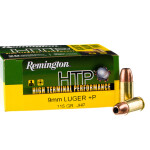 20 Rounds of 9mm +P Ammo by Remington HTP - 115gr JHP