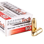 1000 Rounds of 9mm Ammo by MAXXTech Brass - 115gr FMJ