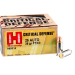 25 Rounds of .25 ACP Ammo by Hornady Critical Defense - 35gr FTX