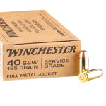 50 Rounds of .40 S&W Ammo by Winchester Service Grade - 165gr FMJ