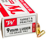 200 Rounds of 9mm Ammo by Winchester - 115gr FMJ